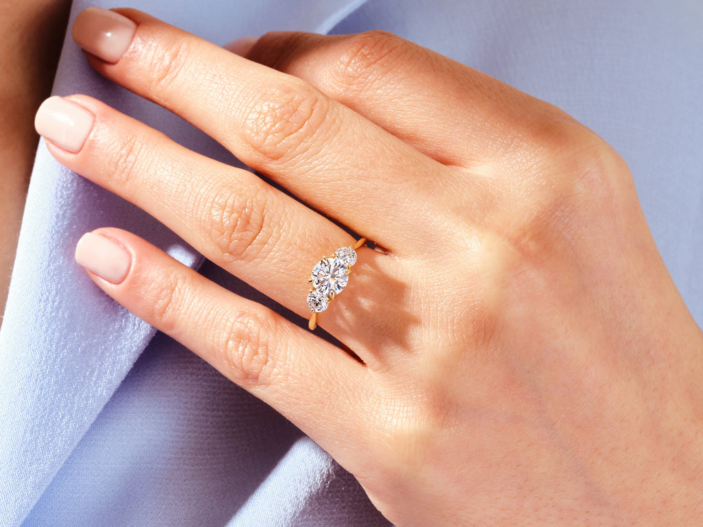 1.50CT Round Cut 3 Stone Lab Grown Diamond Engagement Ring For Her