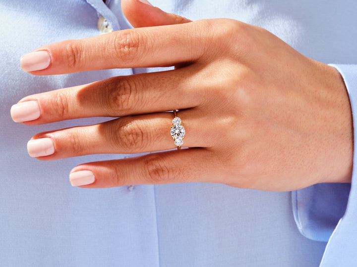 1.50CT Round Cut 3 Stone Lab Grown Diamond Engagement Ring For Her