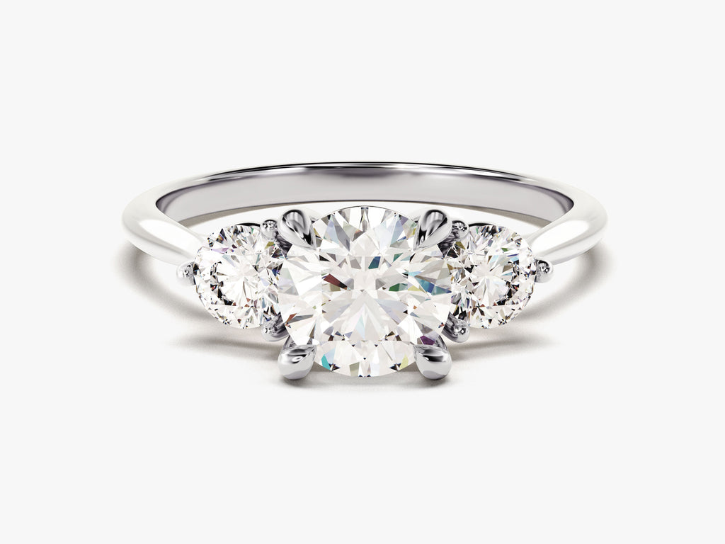 1.50CT Round Cut 3 Stone Lab Grown Diamond Engagement Ring For Her