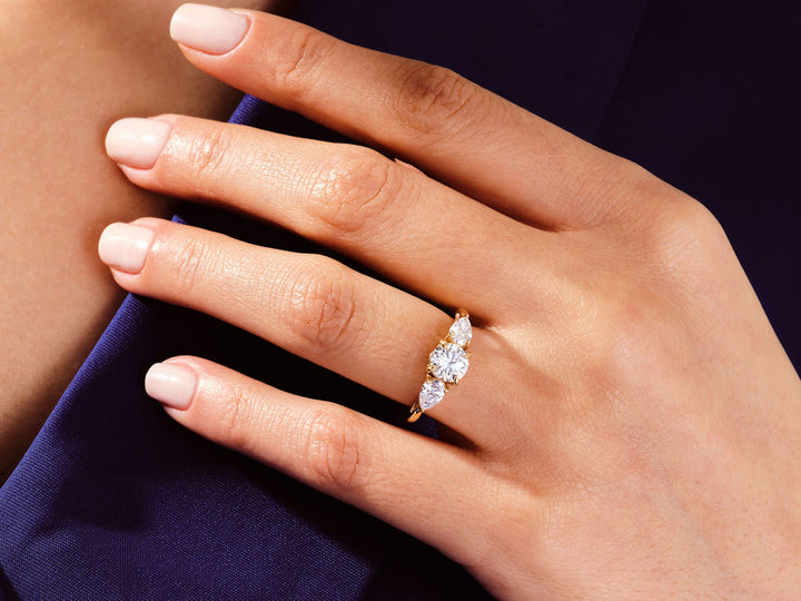 2.0CT Round Cut 3 Stone Lab Grown Diamond Engagement Ring Anniversary Gift