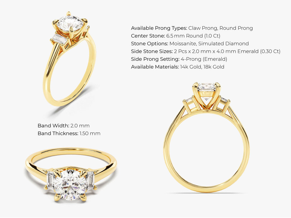 1.50CT Round Cut 3 Stone Lab Grown Diamond Engagement Ring Minimalist Wedding Ring