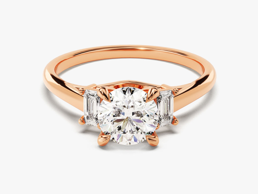 1.50CT Round Cut 3 Stone Lab Grown Diamond Engagement Ring Minimalist Wedding Ring