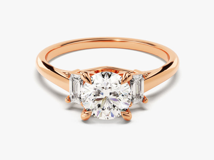 1.50CT Round Cut 3 Stone Lab Grown Diamond Engagement Ring Minimalist Wedding Ring