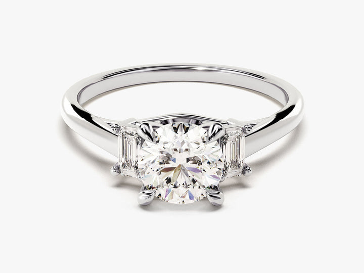 1.50CT Round Cut 3 Stone Lab Grown Diamond Engagement Ring Minimalist Wedding Ring