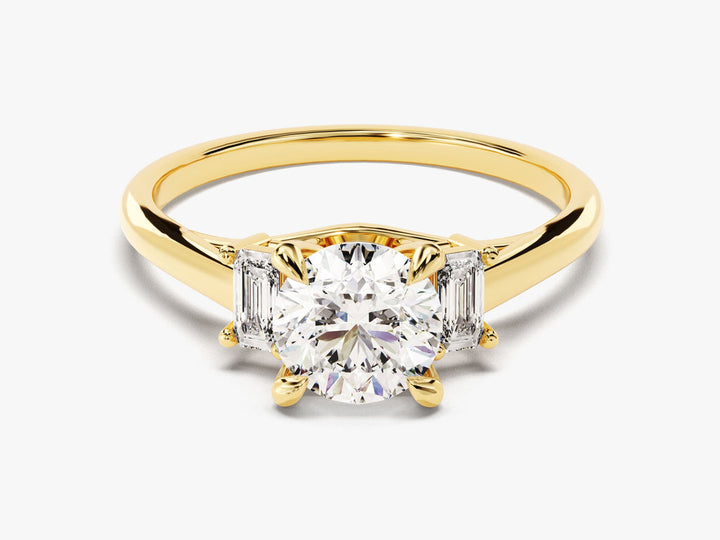 1.50CT Round Cut 3 Stone Lab Grown Diamond Engagement Ring Minimalist Wedding Ring