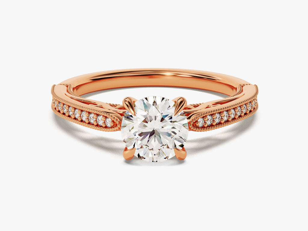 1.0CT Round Lab Grown Diamond Vintage Engagement Ring For Her