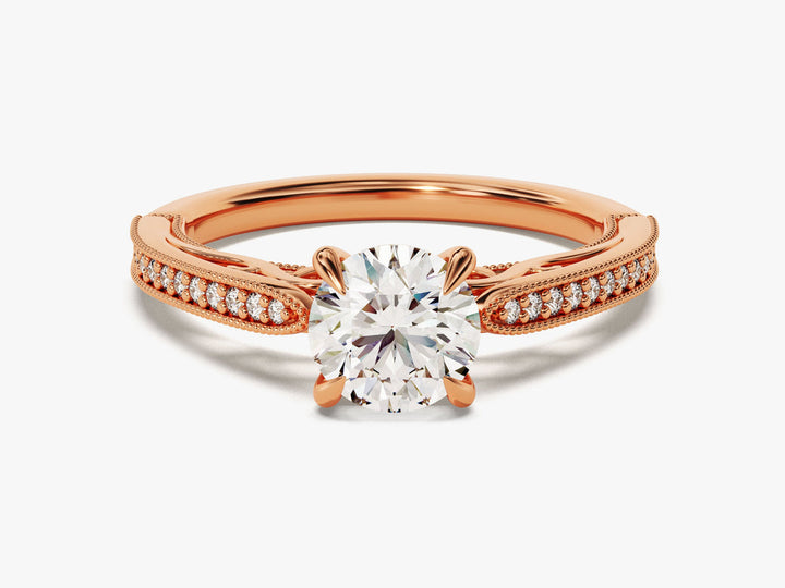1.0CT Round Lab Grown Diamond Vintage Engagement Ring For Her