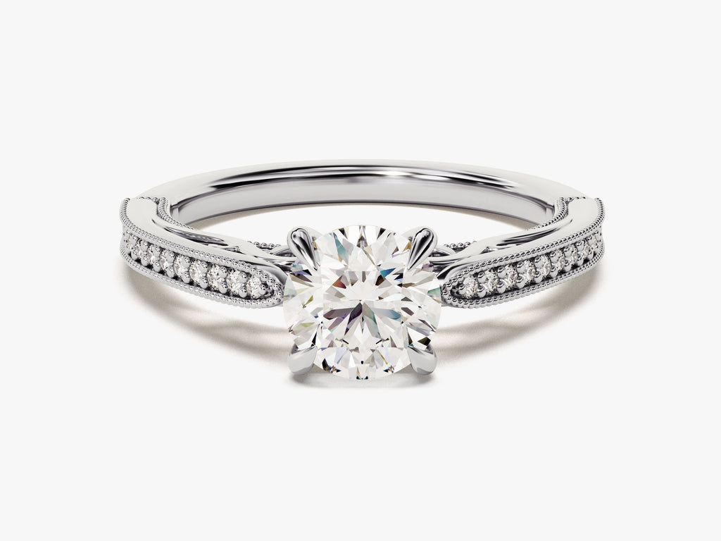 1.0CT Round Lab Grown Diamond Vintage Engagement Ring For Her