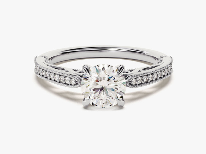 1.0CT Round Lab Grown Diamond Vintage Engagement Ring For Her