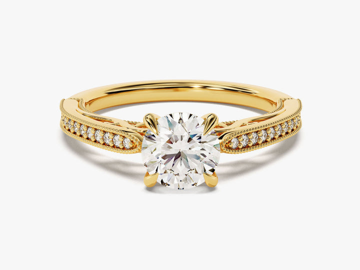 1.0CT Round Lab Grown Diamond Vintage Engagement Ring For Her