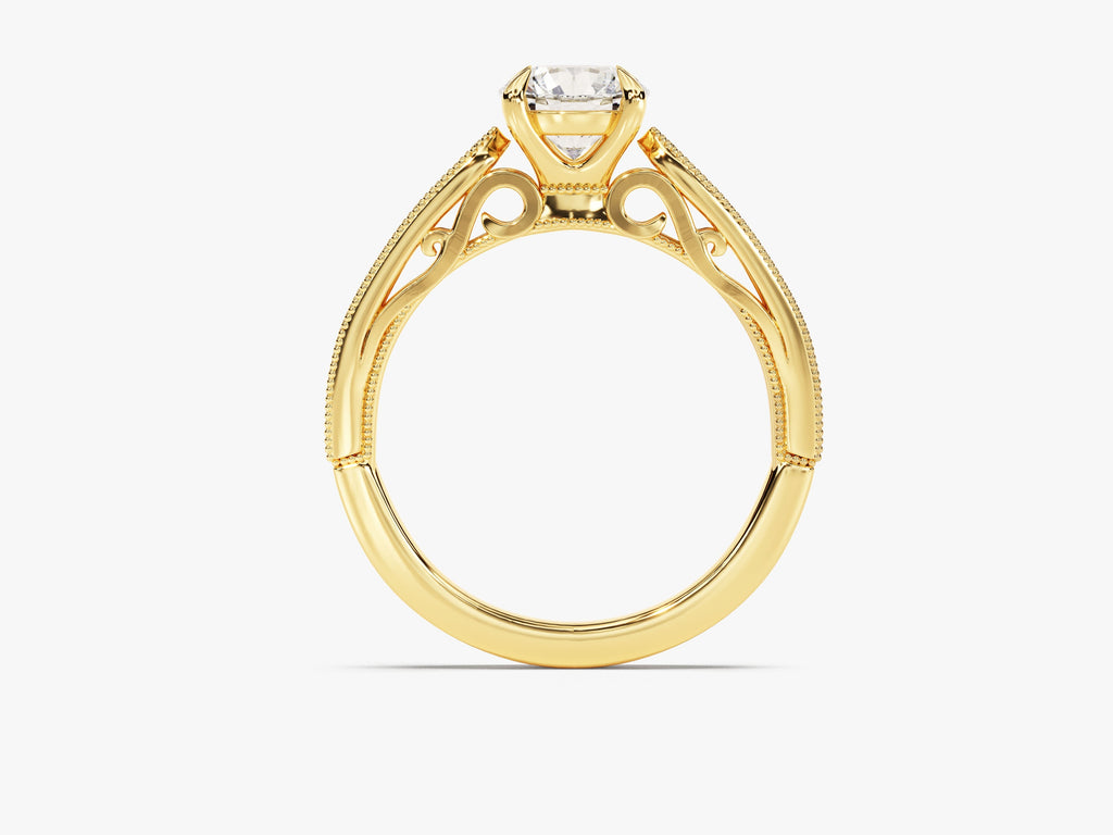 1.0CT Round Lab Grown Diamond Vintage Engagement Ring For Her