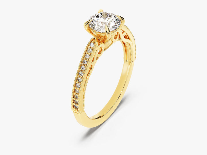 1.0CT Round Lab Grown Diamond Vintage Engagement Ring For Her
