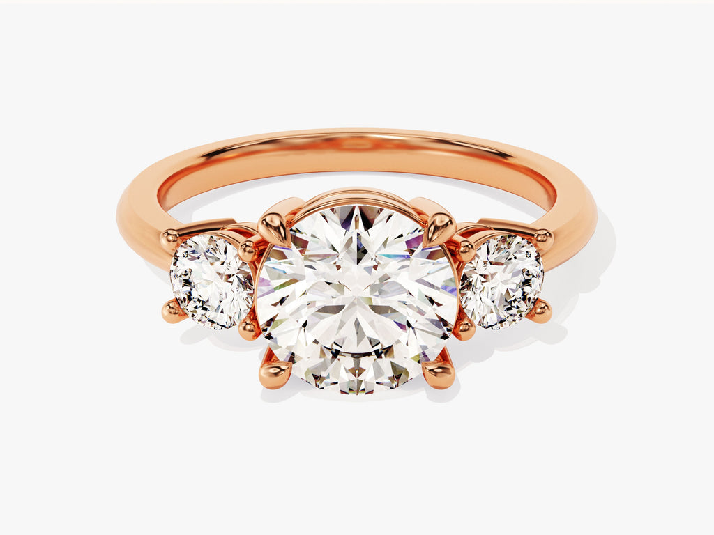 2.50CT Three Stone Round Lab Grown Diamond Engagement Ring Minimalist Engagement Ring