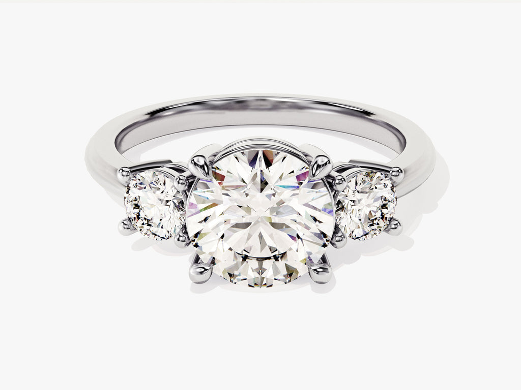 2.50CT Three Stone Round Lab Grown Diamond Engagement Ring Minimalist Engagement Ring
