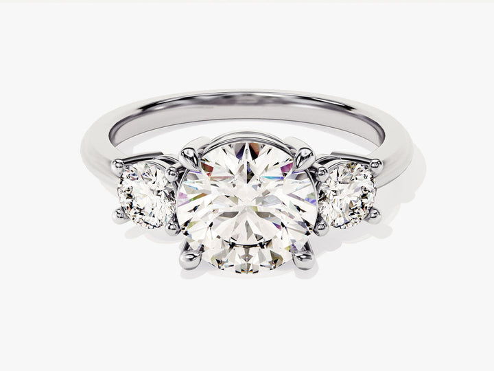 2.50CT Three Stone Round Lab Grown Diamond Engagement Ring Minimalist Engagement Ring
