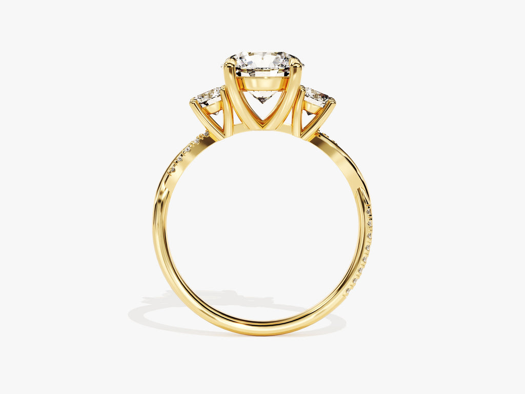 2.50CT Round Cut  Three Stone Lab Grown Diamond Twisted Engagement Ring For Her