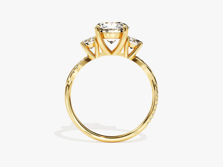 2.50CT Round Cut  Three Stone Lab Grown Diamond Twisted Engagement Ring For Her