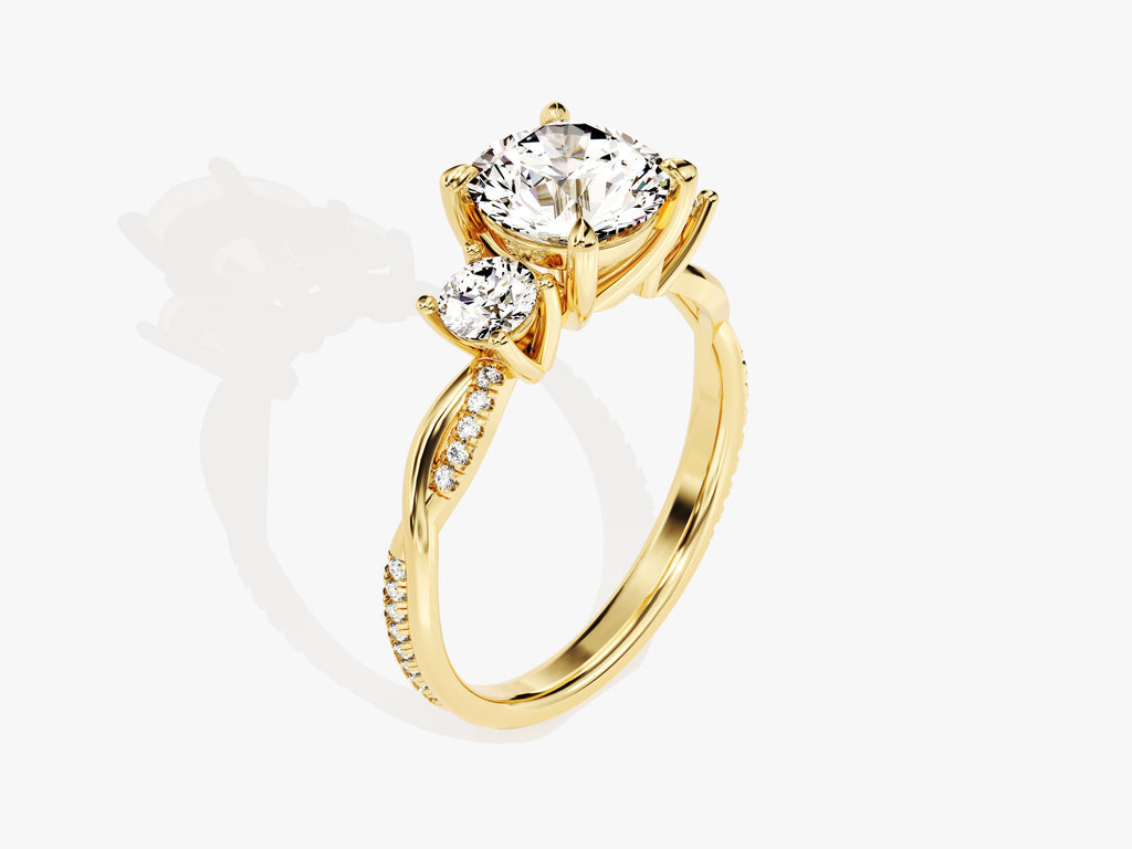 2.50CT Round Cut  Three Stone Lab Grown Diamond Twisted Engagement Ring For Her