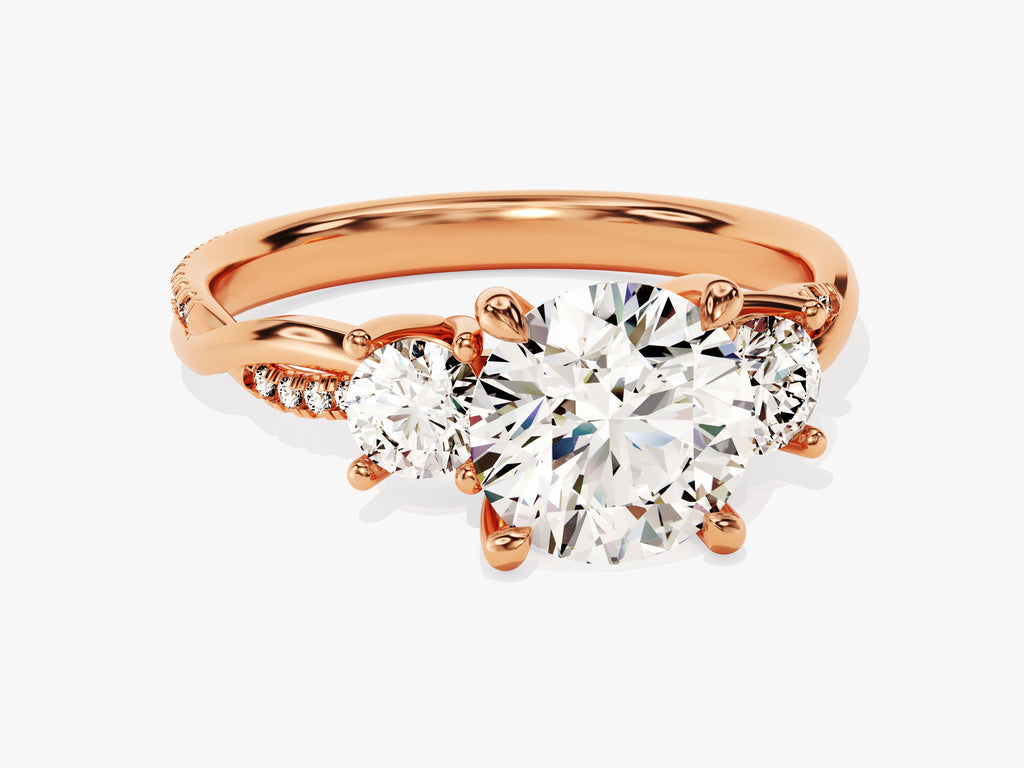 2.50CT Round Cut  Three Stone Lab Grown Diamond Twisted Engagement Ring For Her