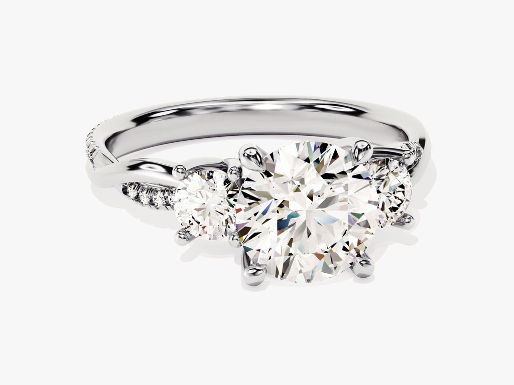 2.50CT Round Cut  Three Stone Lab Grown Diamond Twisted Engagement Ring For Her
