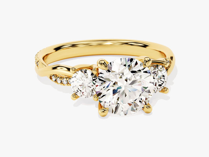 2.50CT Round Cut  Three Stone Lab Grown Diamond Twisted Engagement Ring For Her