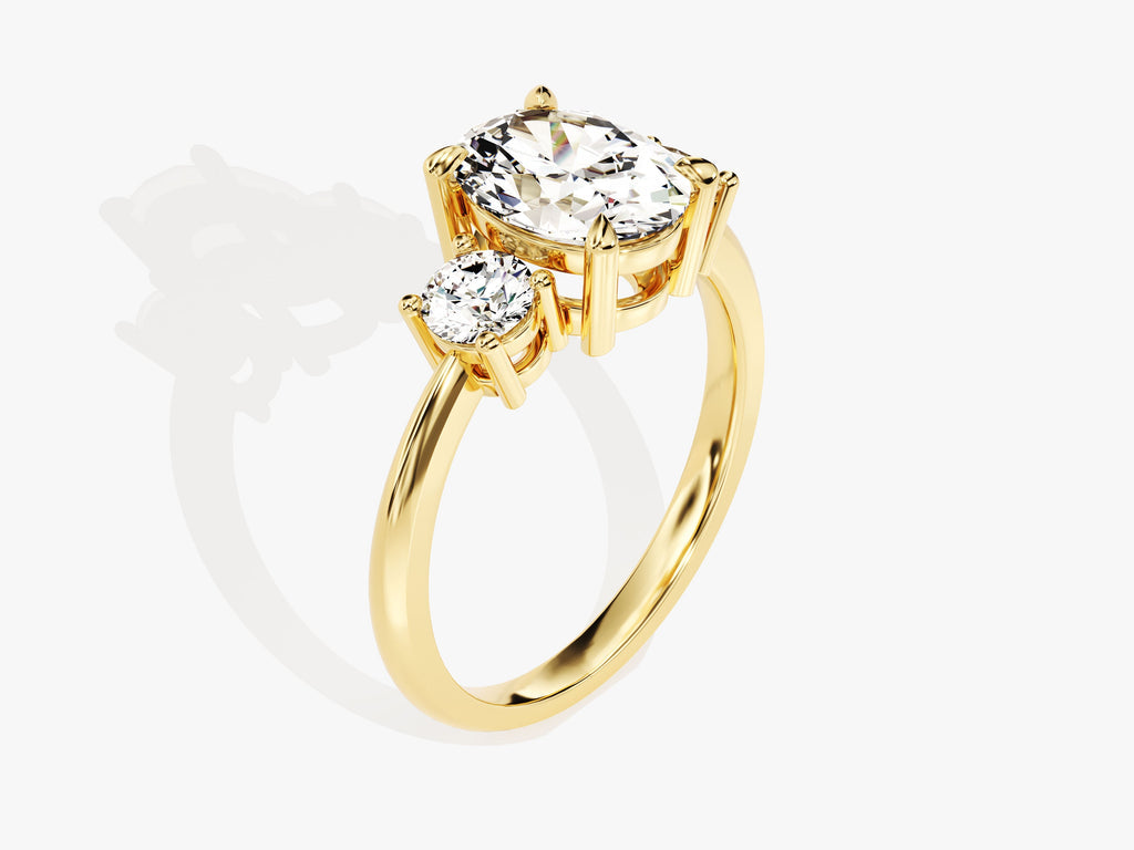 2.50CT Three Stone Oval Lab Grown Diamond Engagement Ring For Women
