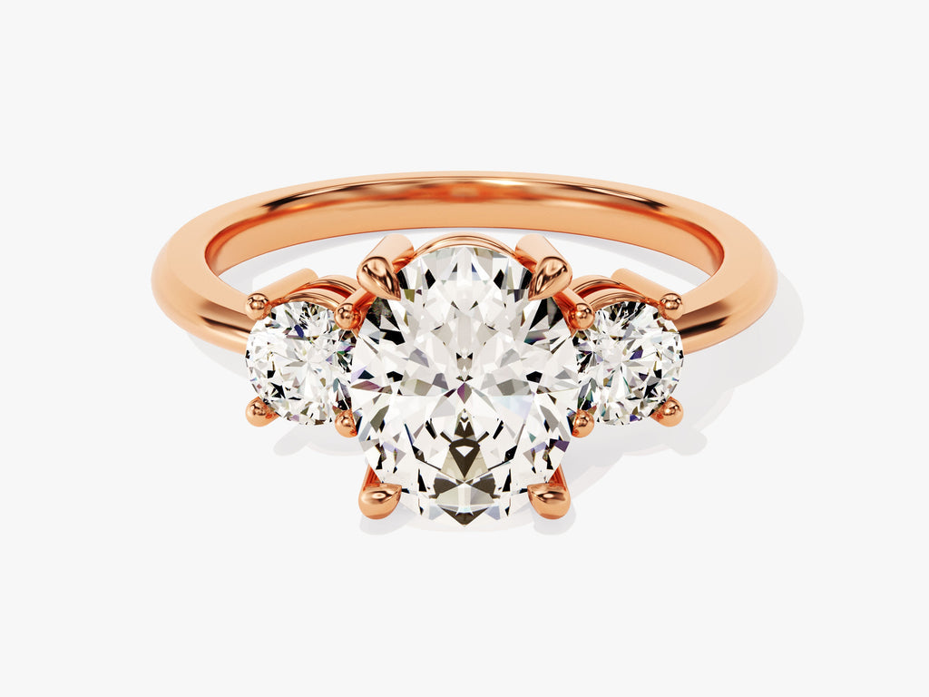 2.50CT Three Stone Oval Lab Grown Diamond Engagement Ring For Women