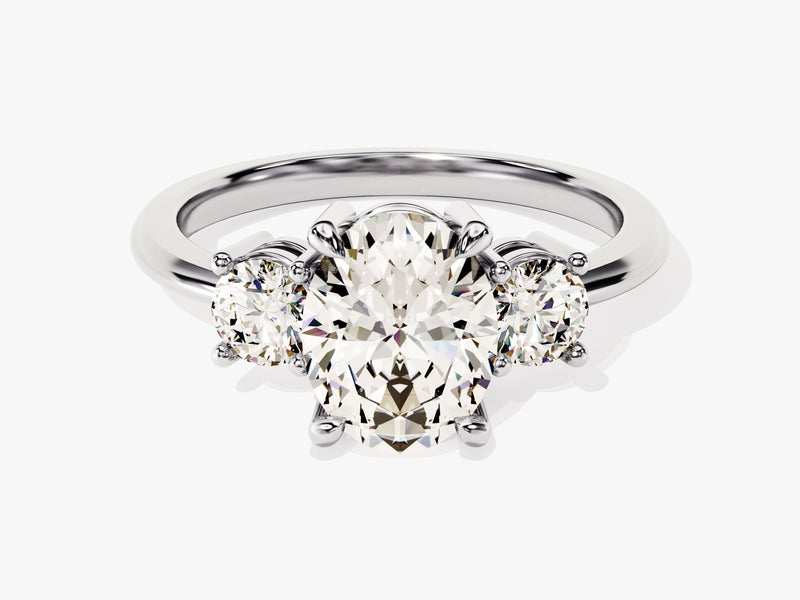 2.50CT Three Stone Oval Lab Grown Diamond Engagement Ring For Women