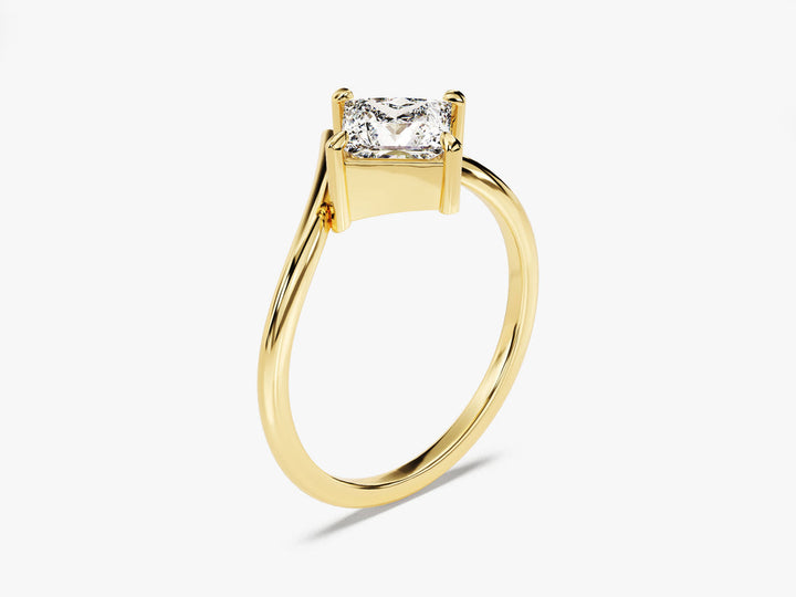 1.0CT Curved Princess Lab Grown Diamond Engagement Ring For Women
