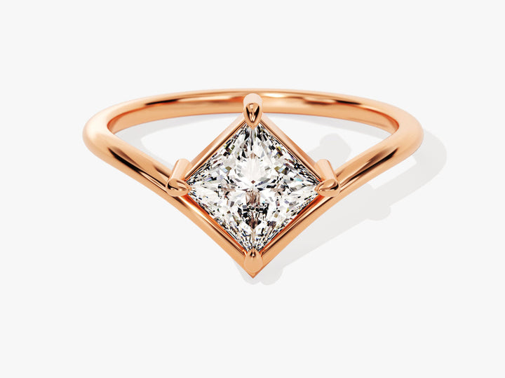 1.0CT Curved Princess Lab Grown Diamond Engagement Ring For Women