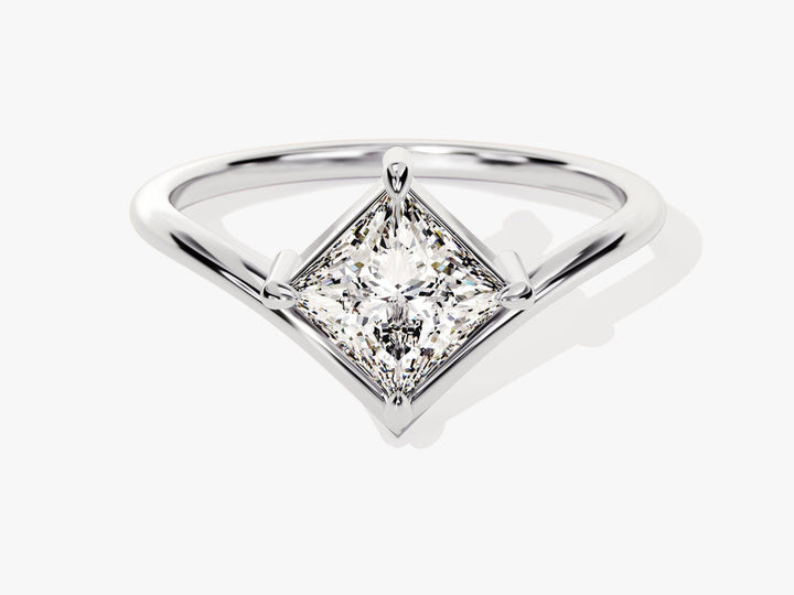 1.0CT Curved Princess Lab Grown Diamond Engagement Ring For Women