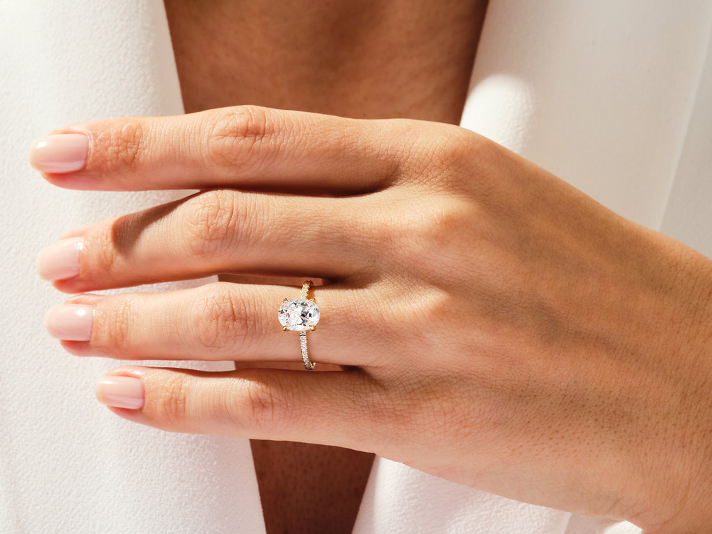 2.0CT Hidden Halo Oval Lab Grown Diamond Pave Engagement Ring For Women