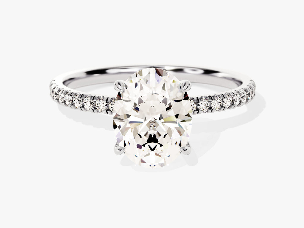 2.0CT Hidden Halo Oval Lab Grown Diamond Pave Engagement Ring For Women