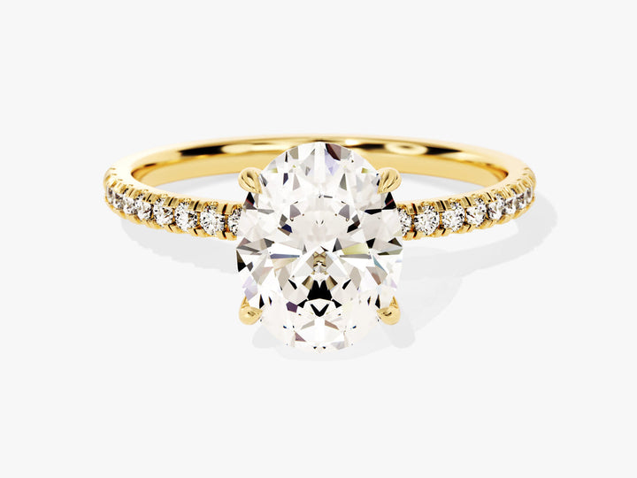 2.0CT Hidden Halo Oval Lab Grown Diamond Pave Engagement Ring For Women