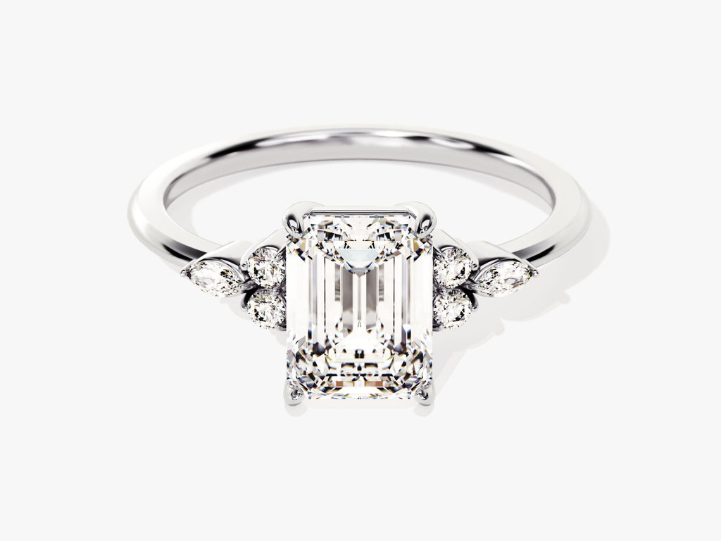 2.0CT Emerald Lab Grown Diamond Cluster Engagement Ring For Women