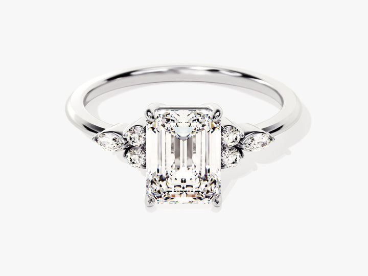 2.0CT Emerald Lab Grown Diamond Cluster Engagement Ring For Women