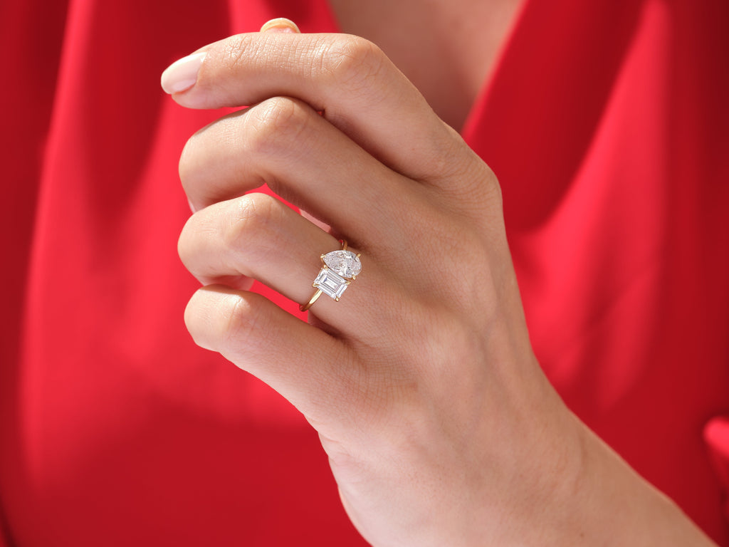2.50CT Pear and Emerald Cut Toi et Moi Lab Grown Diamond Engagement Ring For Her