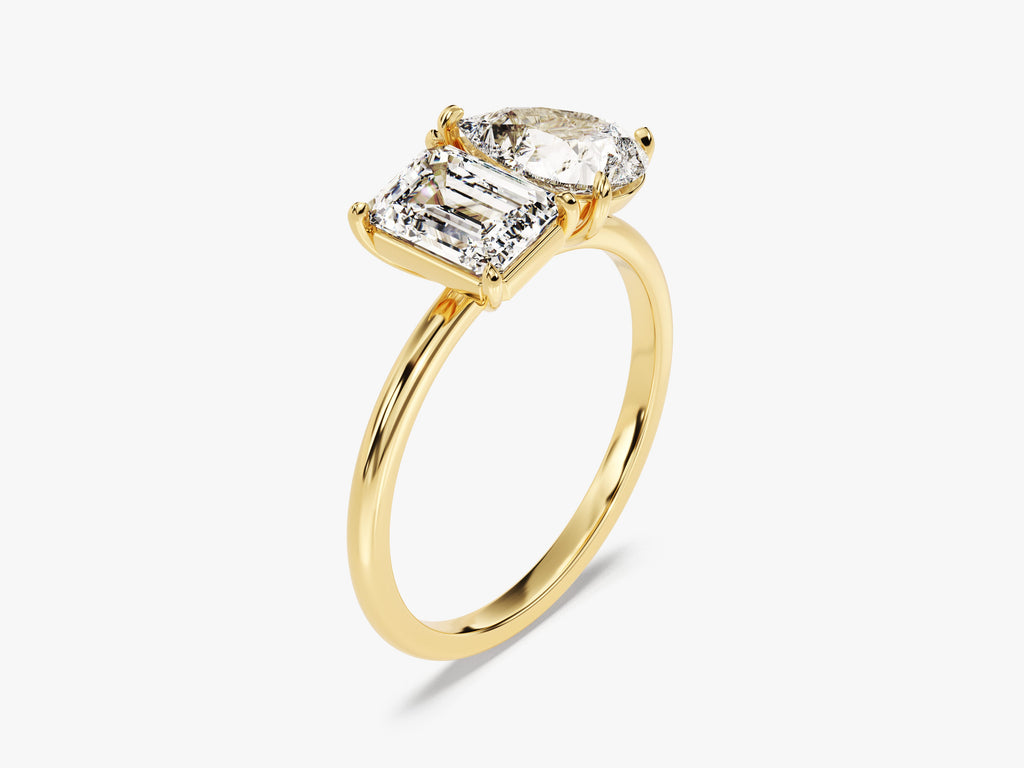 2.50CT Pear and Emerald Cut Toi et Moi Lab Grown Diamond Engagement Ring For Her