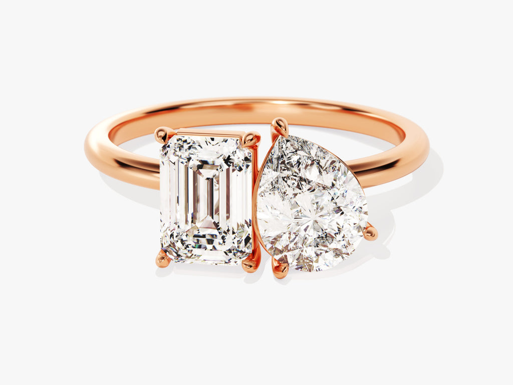 2.50CT Pear and Emerald Cut Toi et Moi Lab Grown Diamond Engagement Ring For Her