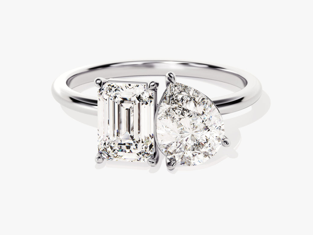 2.50CT Pear and Emerald Cut Toi et Moi Lab Grown Diamond Engagement Ring For Her