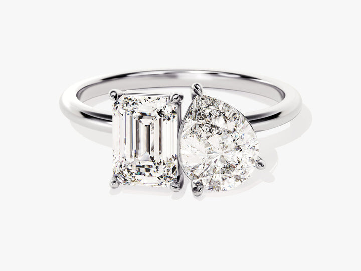 2.50CT Pear and Emerald Cut Toi et Moi Lab Grown Diamond Engagement Ring For Her