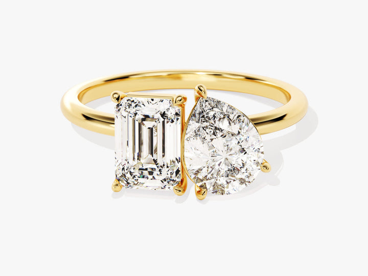 2.50CT Pear and Emerald Cut Toi et Moi Lab Grown Diamond Engagement Ring For Her