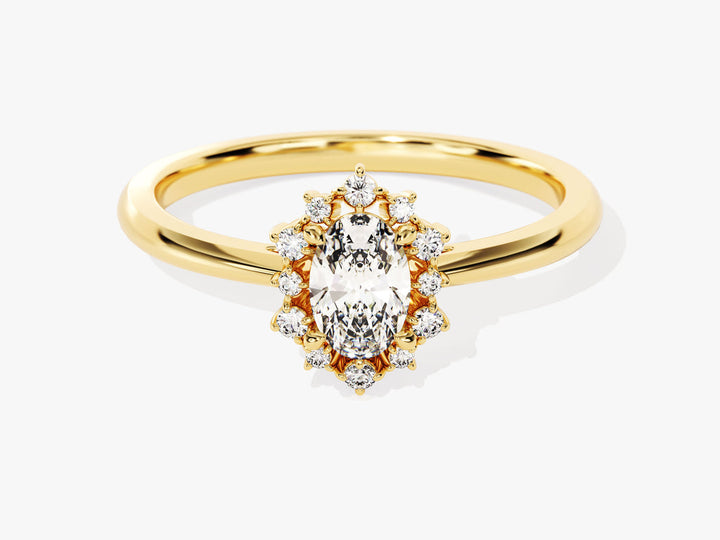 0.50CT Oval Cut Cluster Lab Grown Diamond Engagement Ring For Women