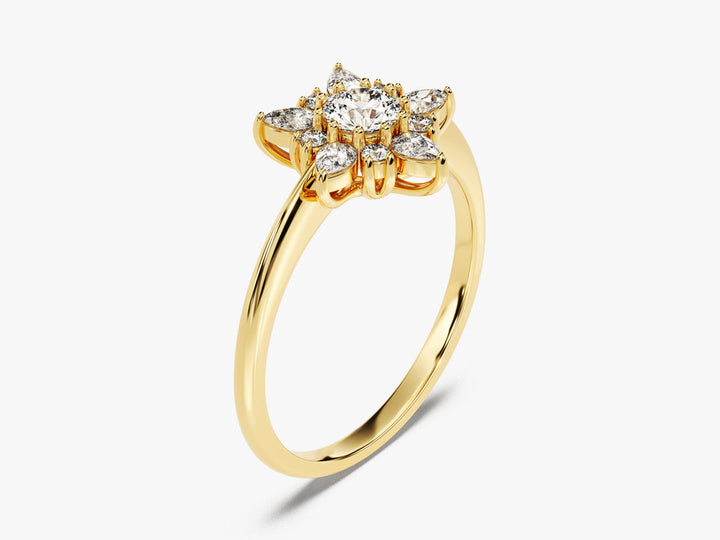 1.0CT Round Cut Floral Lab Grown Diamond Engagement Ring For Women