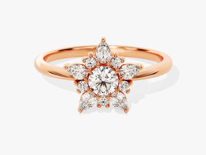 1.0CT Round Cut Floral Lab Grown Diamond Engagement Ring For Women
