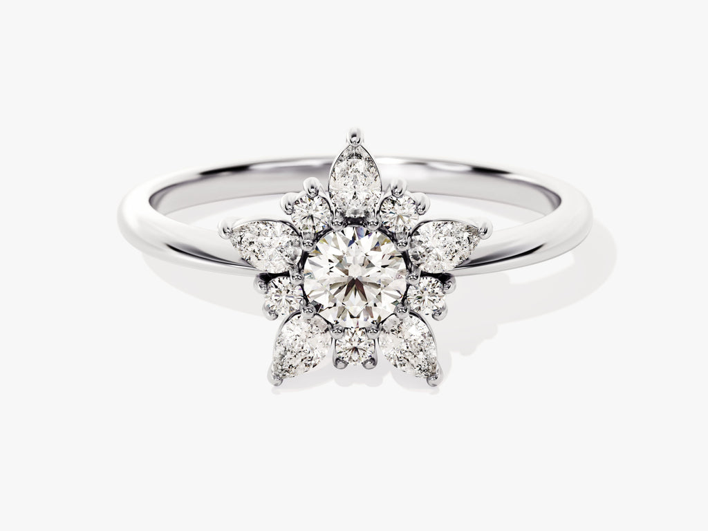 1.0CT Round Cut Floral Lab Grown Diamond Engagement Ring For Women