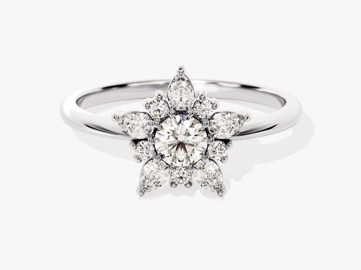 1.0CT Round Cut Floral Lab Grown Diamond Engagement Ring For Women