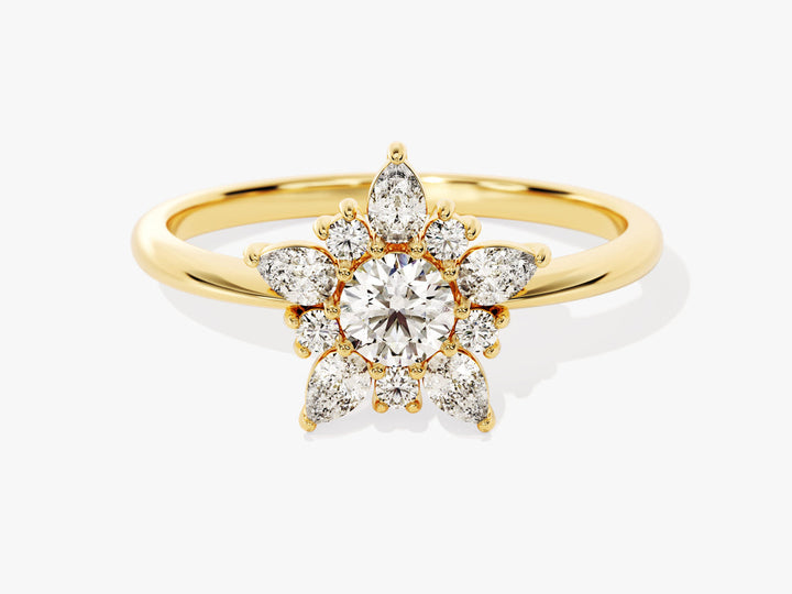 1.0CT Round Cut Floral Lab Grown Diamond Engagement Ring For Women