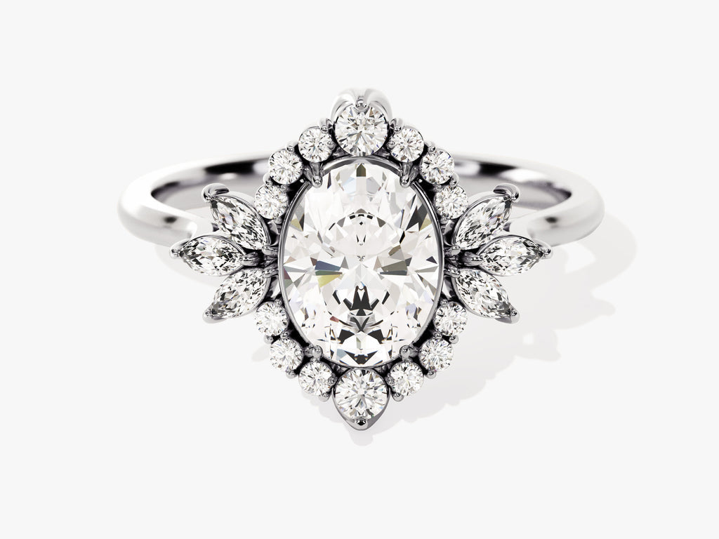 1.50CT Oval Lab Grown Diamond Cluster Engagement Ring For Her