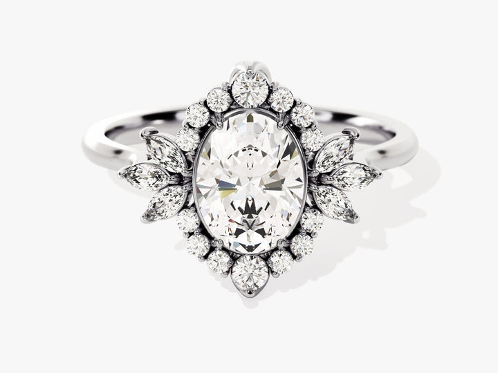 1.50CT Oval Lab Grown Diamond Cluster Engagement Ring For Her
